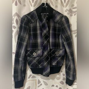 Aeropostale Black and Blue Plaid Jacket